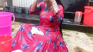 Amateur Desi Hot Step Mom Big Ass Big Nipple Outdoor Shower Exclusive Scene Captured By Her Step Son