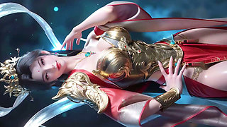 Beautiful girl's dance on an unforgettable moonlit night with her lover AI