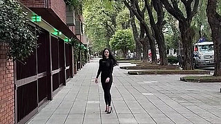 Goddess Worship in Nylon Catsuit, Humiliation, Spit Fetish
