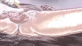 A Nurse in White Gloves Waxes a Guy