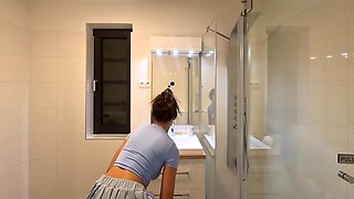 Petite Beauty Hot In Shortest Miniskirt Takes Her Panties Off To Flash Her Tight Pussy And Naked Ass With Layla Scarlett And Brunette Babe