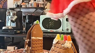 73 Giantess in 8-inch Heels Decorates a Gingerbread Village