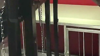 Slave on the Cross Fucked by Two Hot Dominas!