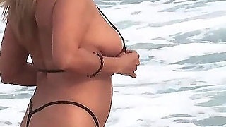 With Micro Bikini on Rio Beach