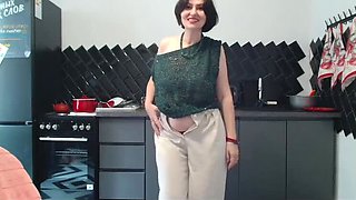 Angela Lady Spits on Her Big Natural Tits Before Drenching Her Hairy Pussy - HD Close-Up