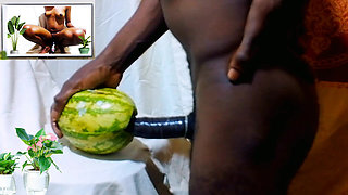 Male masturbation porn using sweet watermelon as a wet pussy. I fucked & enjoyed while watching female hot pussy till I got cum