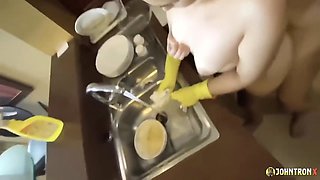 Naked Thai Maid Gets Fucked In The Kitchen Wearing Rubber Gloves