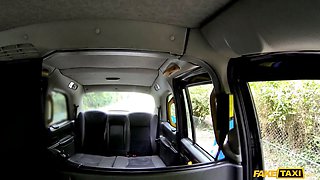 Fake cab - lovely brunette cheerleader in ponytails Anal Sex