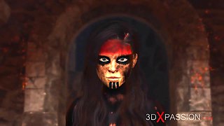 Big tits super slut has hard anal sex with hot shemale futanari in the dark dungeon