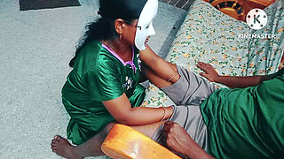 Tamil - Desi girl seducing her boyfriend and gave nice blow to take him on bed - erotic moaning with tamil audio