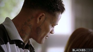 Flawless pale hottie stuffed by massive black cock in romantic interracial